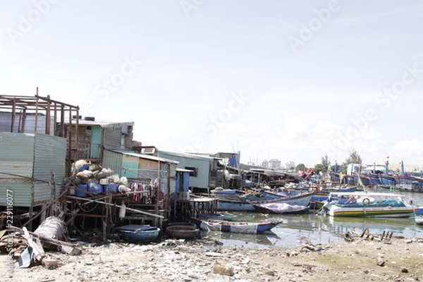 Obraz ベトナムのクイニョンにある港市場