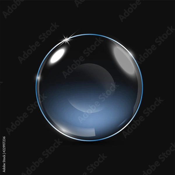 Fototapeta Vector realistic eye contact lens isolated on the black background