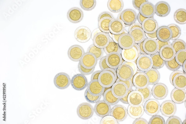 Obraz Thai coins isolated on white background.