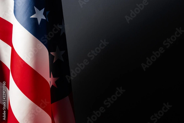 Fototapeta Vintage American flag on a chalkboard with space for text