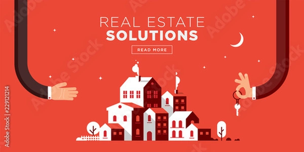 Fototapeta Real Estate Web Header Flat Design