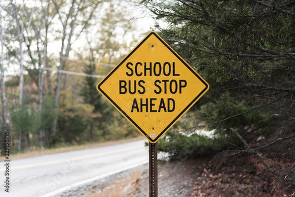 Obraz School Bus Stop Ahead