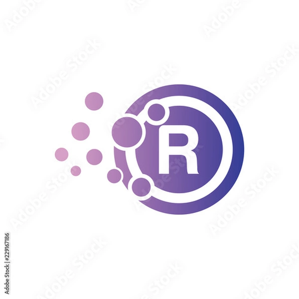 Fototapeta Dots Letter  R Logo.  Letter Design Vector with Dots.