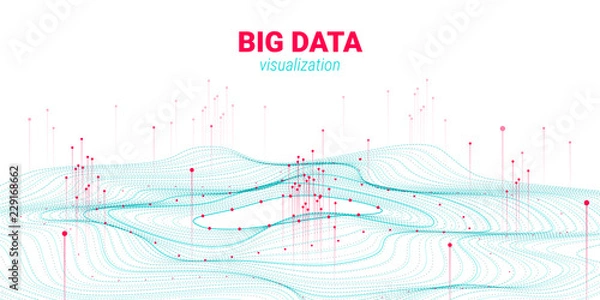 Obraz Wave 3D Big Data Visualization. Analysis Infographic.