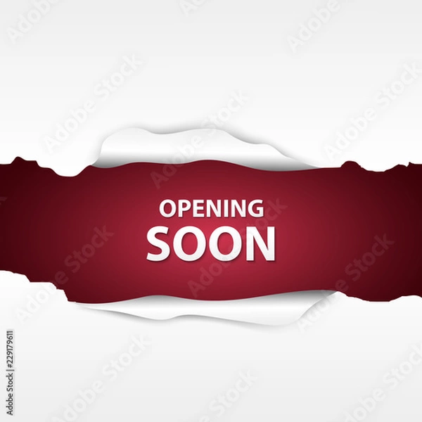 Fototapeta Opening soon background with paper sign