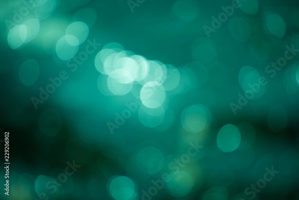 Fototapeta Streszczenie niewyraźne tło szmaragd z okrągłym bokeh, zdjęcie