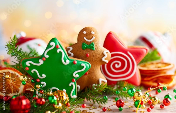 Fototapeta Christmas gingerbread cookies