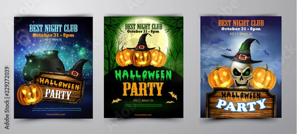 Fototapeta Halloween vertical background with pumpkins