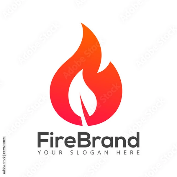 Fototapeta fire flame leaf logo