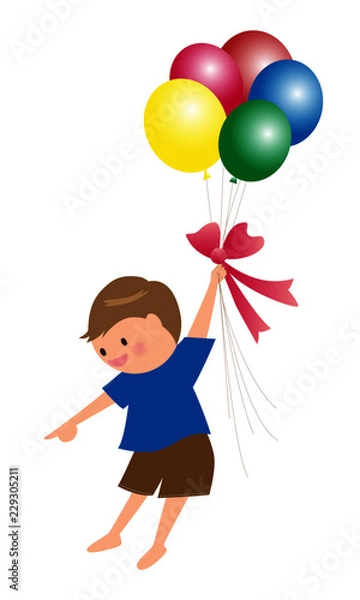 Obraz 風船で飛ぶ男の子