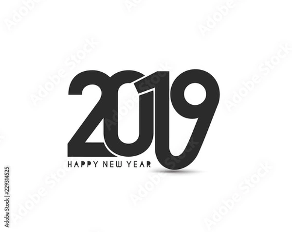 Fototapeta Happy New Year 2019 Text Design  Patter, Vector illustration.
