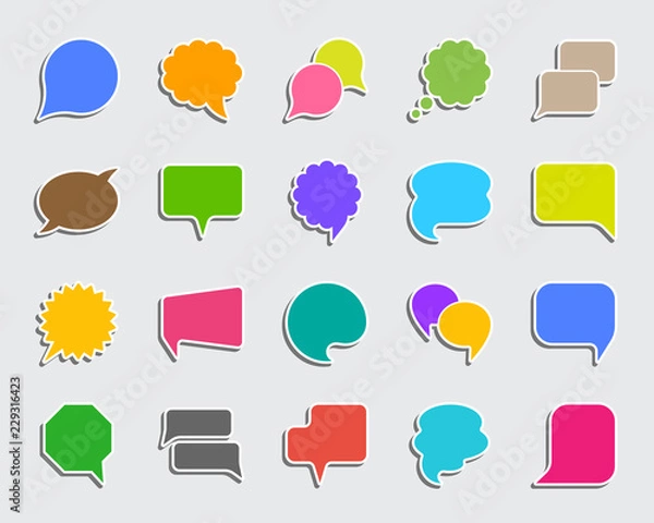 Obraz Speech Bubble patch sticker icons vector set