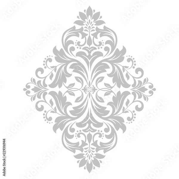 Obraz Damask graphic ornament. Floral design element. Grey vector pattern