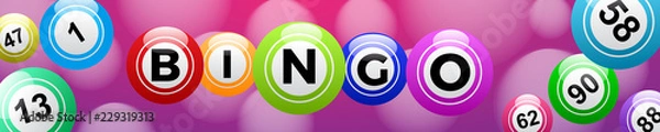 Fototapeta Bingo lottery, header background vector design, lucky balls and numbers of lotto