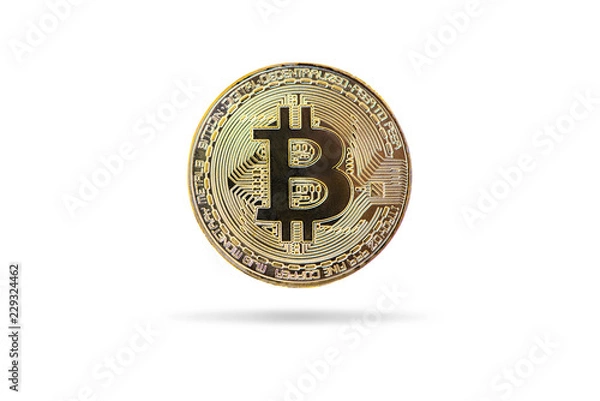 Obraz Digital money bitcoin on isolate white background.