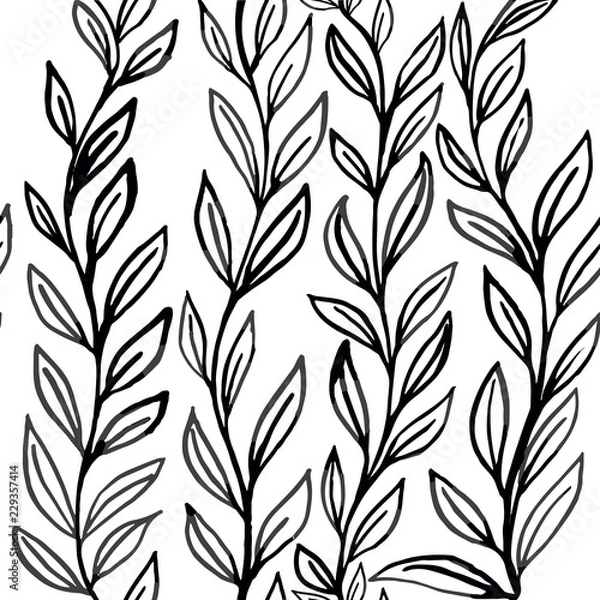 Fototapeta Floral seamless pattern.Hand drawn botanical seamless texture, wedding, scrapbook, surface textures, gift wrapping paper. Vector illustration.