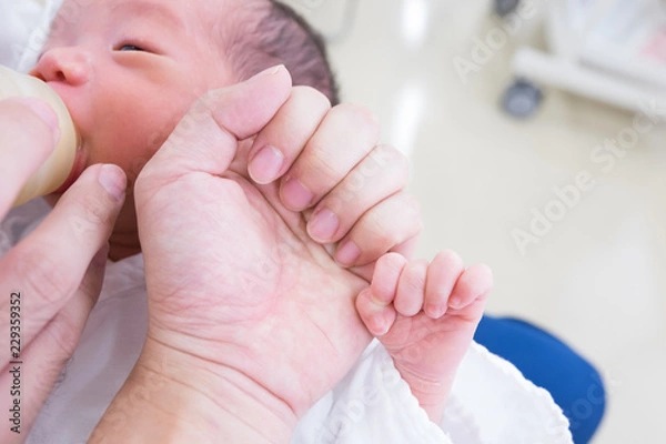 Obraz 新生児の手と比べて
