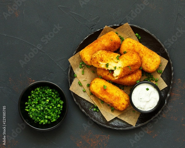 Fototapeta potato croquettes with cheese