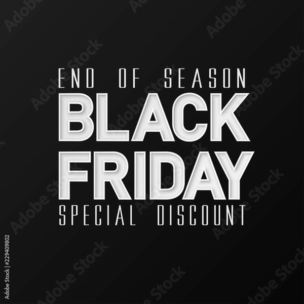 Fototapeta Abstract vector black friday sale layout background for banner, poster, flyer. Vector illustration