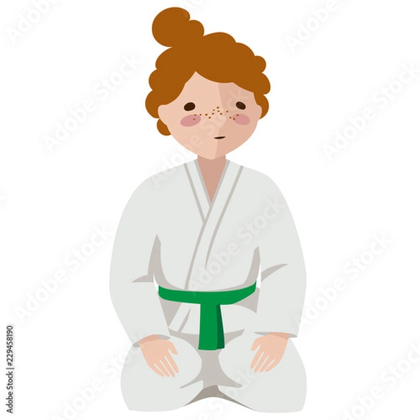 Fototapeta Vector illustration of a child in uniform. Suitable for oriental martial arts such as aikido, judo, karate, jiu-jitsu, bodo