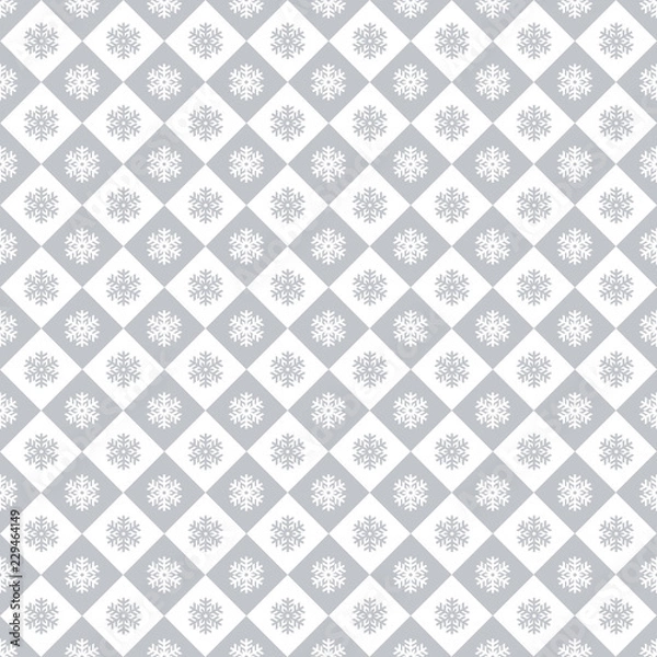 Fototapeta Seamless Christmas wrapping paper pattern. Christmas snowflake and check pattern.