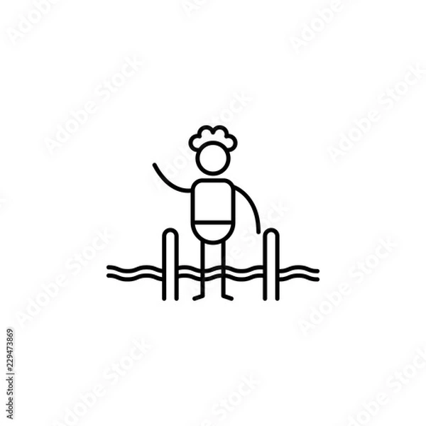 Fototapeta Swimer, swimming pool icon. Element of people in travel line icon. Thin line icon for website design and development, app development. Premium icon
