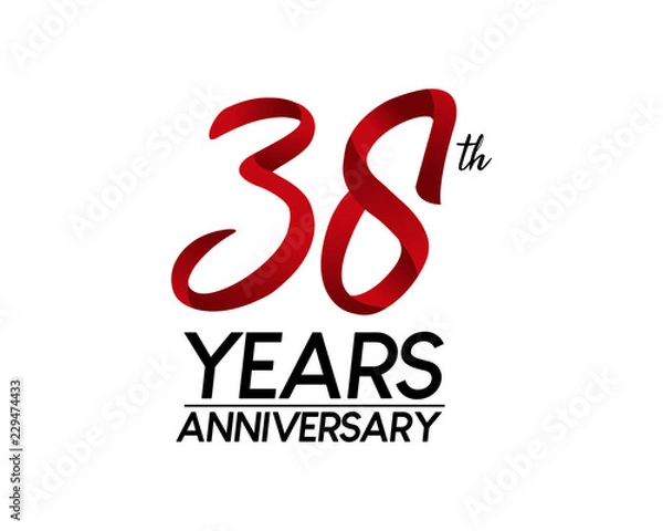 Fototapeta 38 anniversary logo vector red ribbon