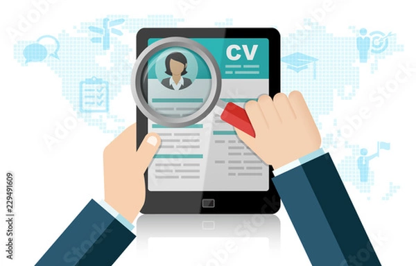 Obraz Human Resources Recruitment And Hiring Right Candidate Resume Finding Professional Staff Job Search Career Business Internet Technology Concept 