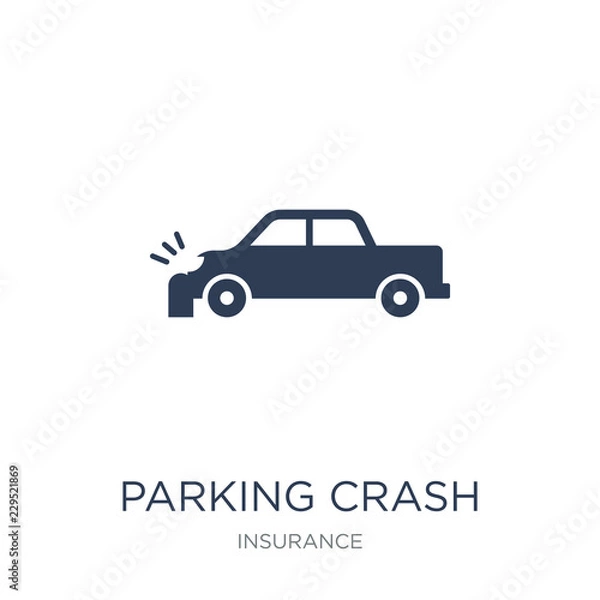 Fototapeta Parking crash icon. Trendy flat vector Parking crash icon on white background from Insurance collection