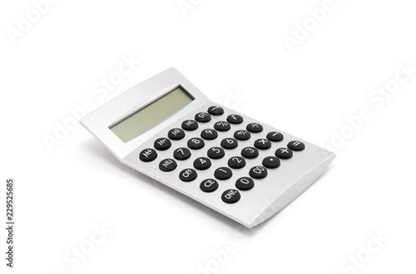 Fototapeta Silver calculator on white background with clipping path