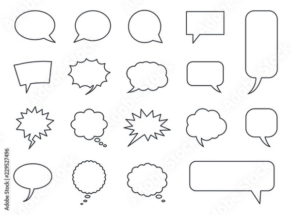 Obraz dymek wektor zestaw ikon, komiks chmury dialogowe
