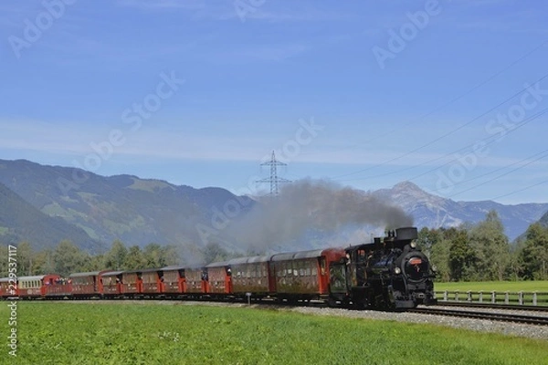 Obraz Pociąg parowy Zillertalbahn w pobliżu Aschau