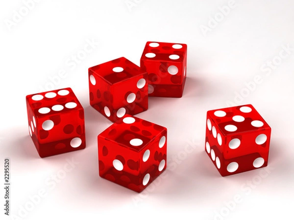 Obraz six red glass dices