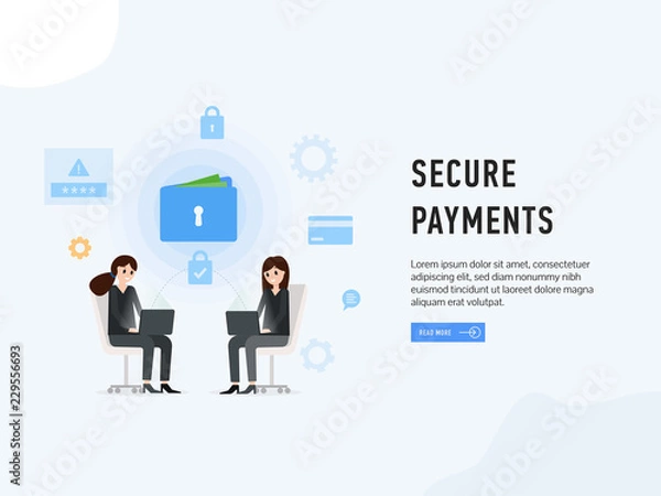 Fototapeta Secure payments web site page poster