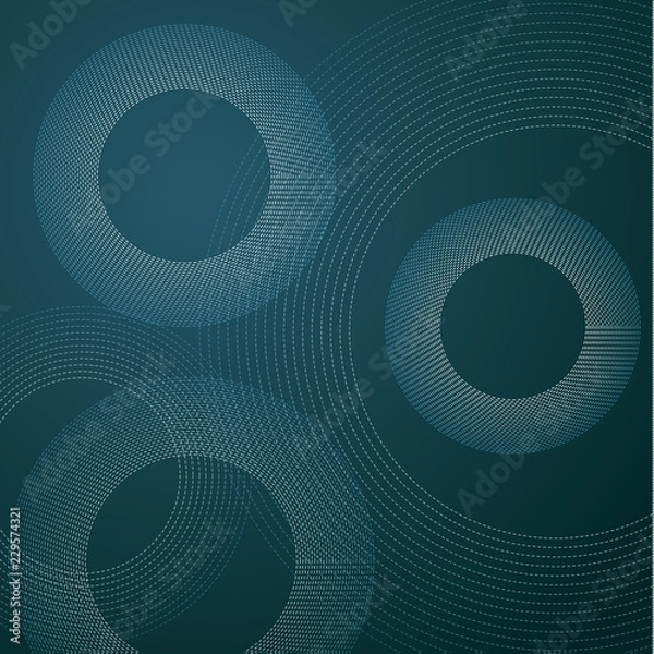 Obraz Rings line overlapping pattern isolated on dark background. For design elements in technology or modern concept. Vector illustration.