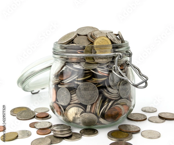 Obraz Coins in glass jar