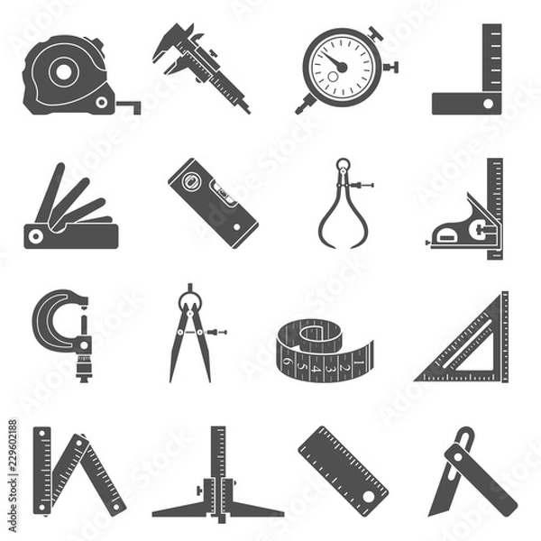 Obraz Black Icons - Measuring Tools
