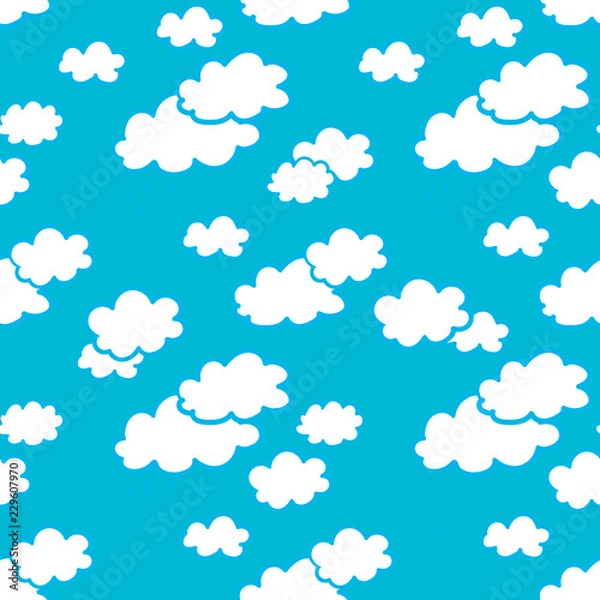 Fototapeta Seamless pattern with clouds, sky pattern. Vector illustration.