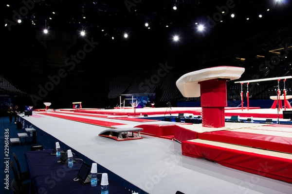Obraz Gymnastic equipment in a gymnastic arena 