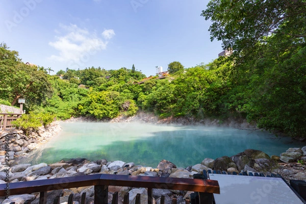 Obraz Hot spring water at Beitou Thermal Valley or Geothermal Valley, Taiwan