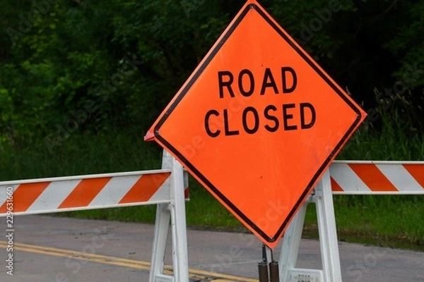 Fototapeta Orange Road Closed