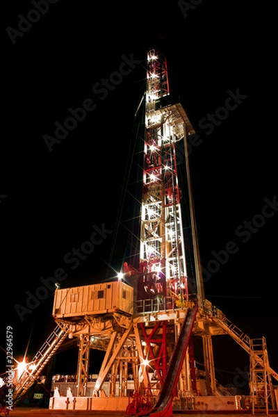 Obraz Drilling rig  at night