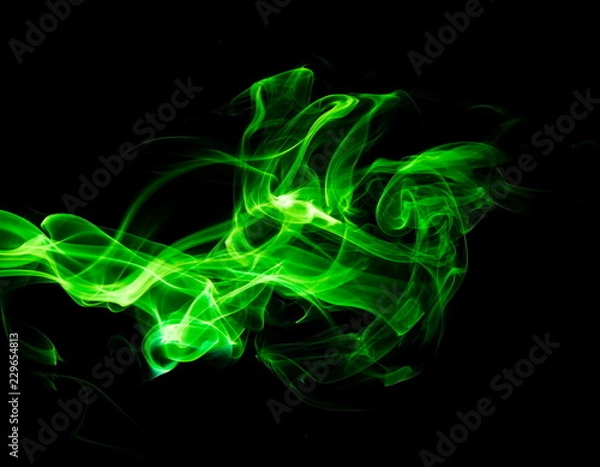 Obraz Zielony dym na czarnym tle