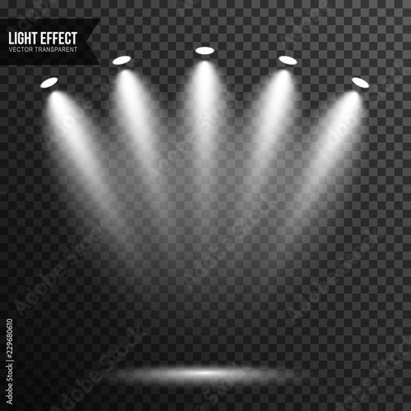 Fototapeta Spotlight illumination stage podium, concert, scene light effect vector transparent