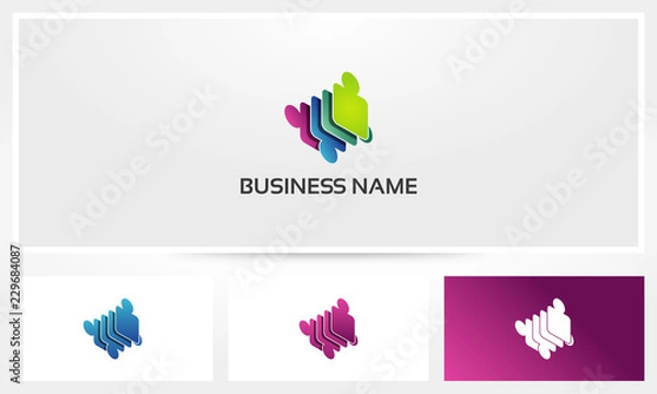 Fototapeta Human Jigsaw Puzzle Stack Logo