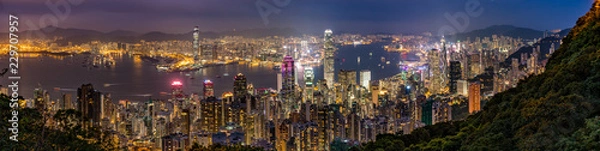 Obraz Hong Kong Skyline at night Panorama