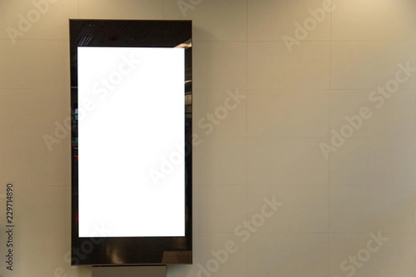 Fototapeta Blank billboard mock up of subway for text message or content.