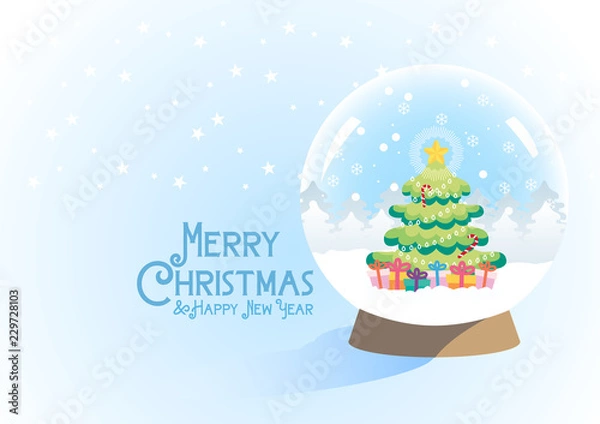 Obraz snow globe christmas tree illustration vector