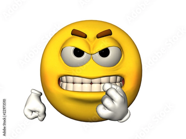 Obraz Angry emoticon with baring teeth