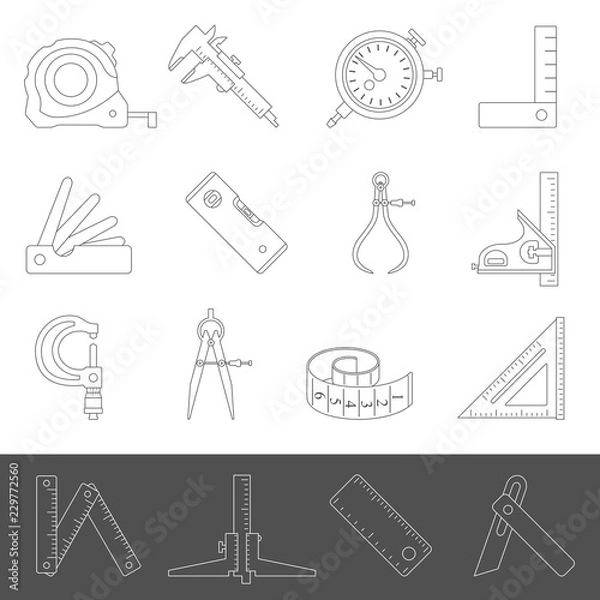 Obraz Line Icons - Measuring Tools